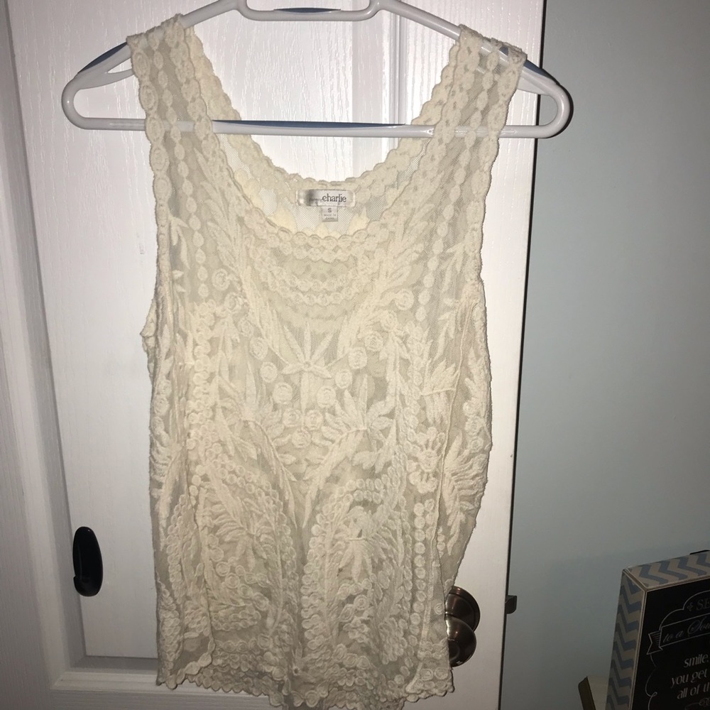Cream lace tank top